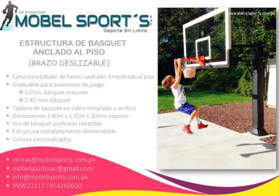 Tablero de basket fijo graduable-mobel sport´s en Lima