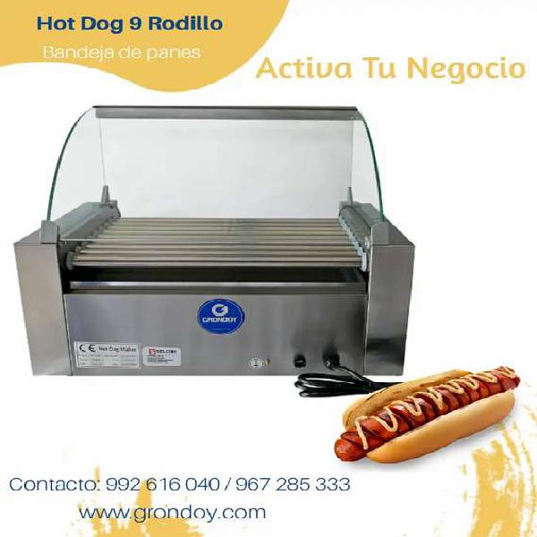 Máquina De Hot Dog 9 Rodillos con Bandeja De Panes, Hotdog