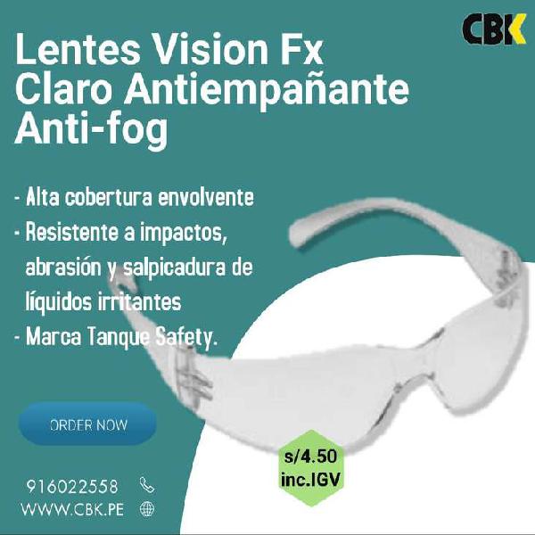 Lentes vision FX claro antiempañante