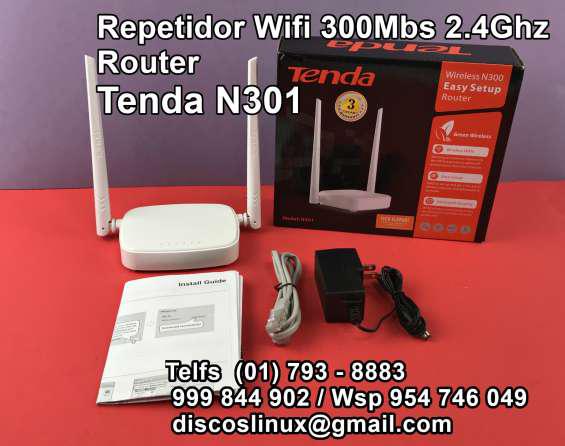 Tenda n301 wifi repetidor router doble antena para más