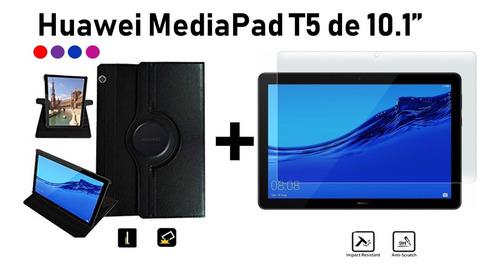 Funda Huawei T5-10 Giratoria + Mica De Vidrio