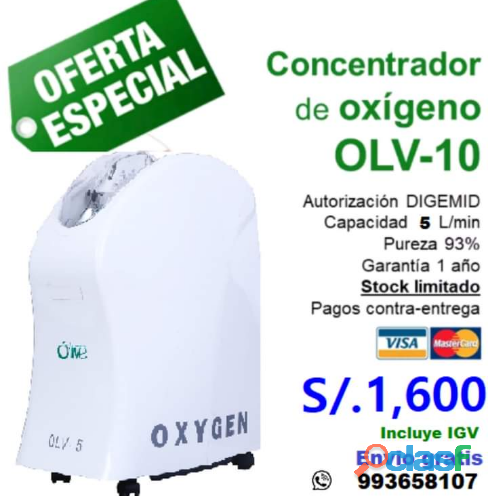 Concentrador de Oxígeno OLIVE 5L / min