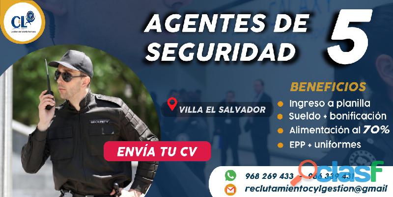 Agentes de seguridad para sede Villa el Salvador
