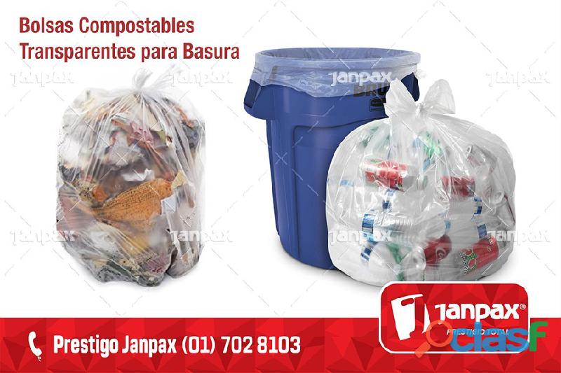 bolsas compostables transparentes para basura Janpax