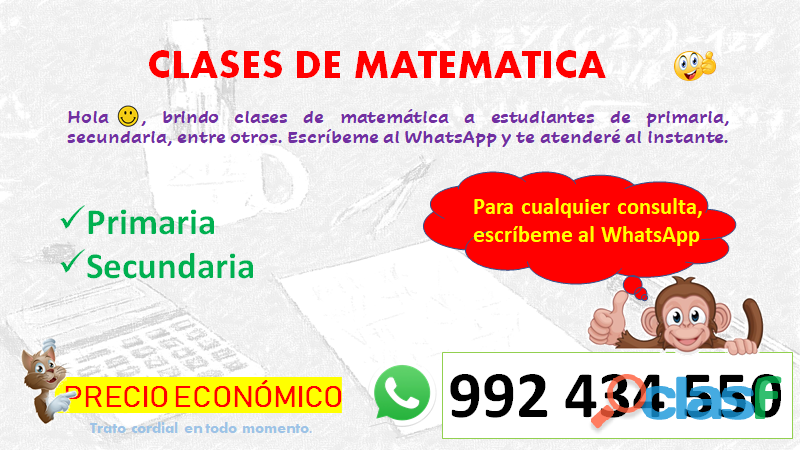 Clases de Matemática Primaria y Secundaria