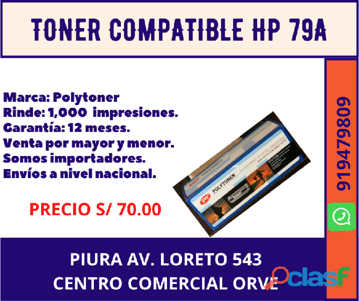 TONER COMPATIBLE HP 79A PIURA.