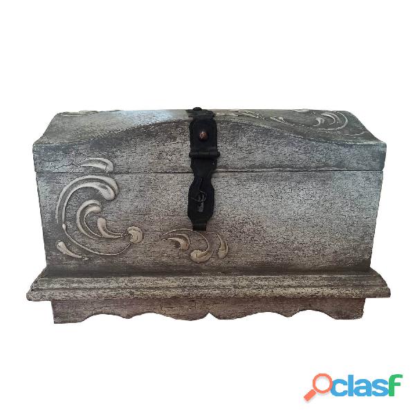 Gray Peruvian Wooden Chest Colonial Style