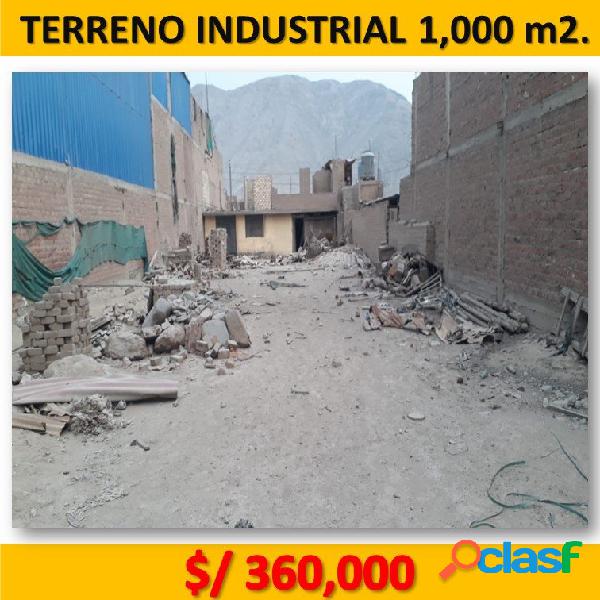 Vendo Terreno Industrial en Cajamarquilla - Huachipa