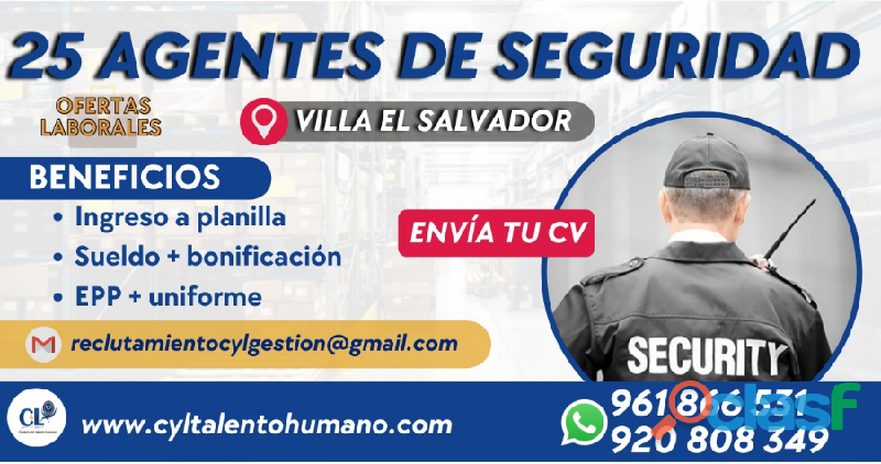 15 agentes de seguridad, prevencionistas / Villa el Salvador