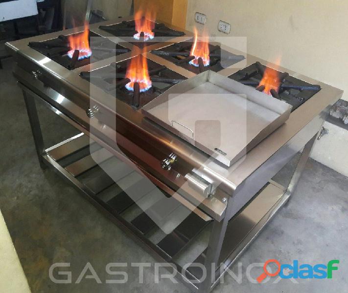 cocina industrial mixta en acero inoxidable