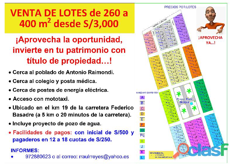 Ocasión, venta de lotes a S/3000 Campoverde, Ucayali