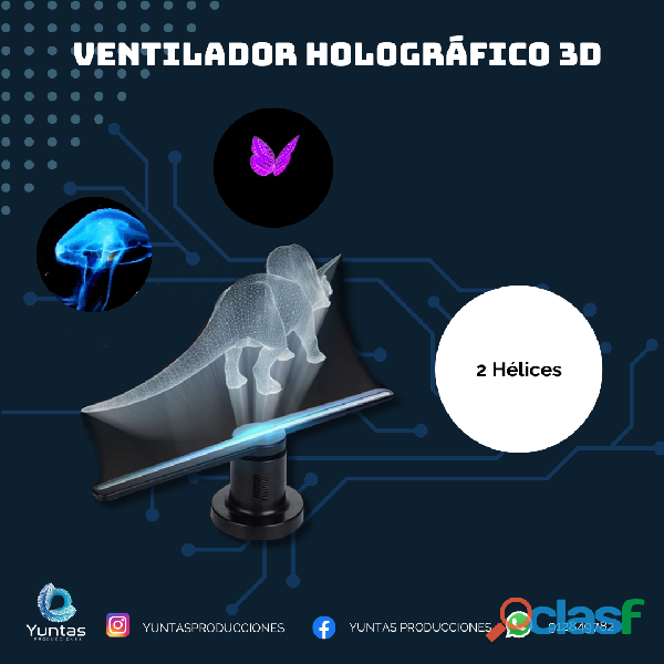 VENTILADOR HOLOGRÁFICO 3D DE 2 HÉLICES
