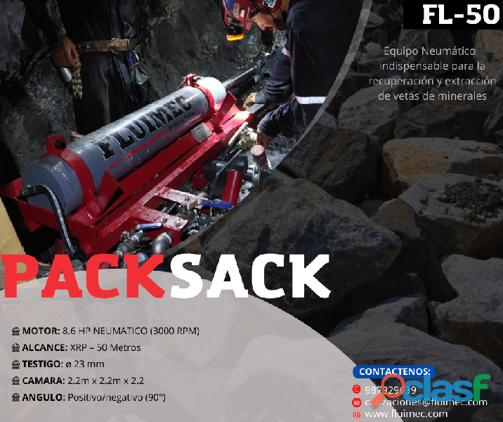 EQUIPO NEUMATICO PACKSACK PARA EXPLORACIÓN EN MINERIA