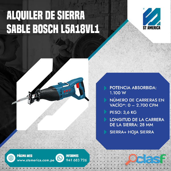 ALQUILER DE SIERRA SABLE BOSCH L5A18VL1