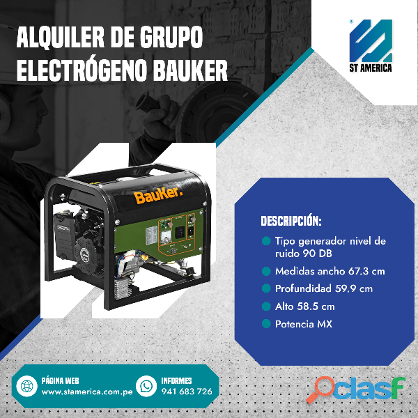ALQUILER DE GRUPO ELECTRÓGENO BAUKER