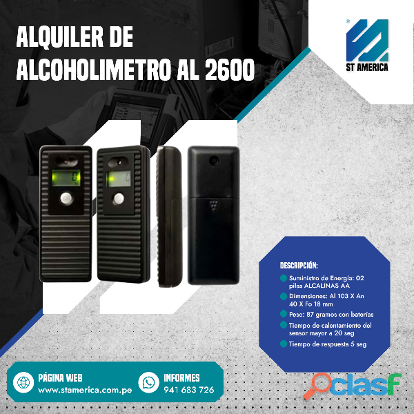 ALQUILER DE ALCOHOLIMETRO AL 2600