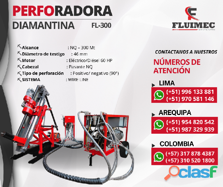 PERFORADORA DIAMANTINA FL 300 – PARA INTERIOR MINA SOCAVON