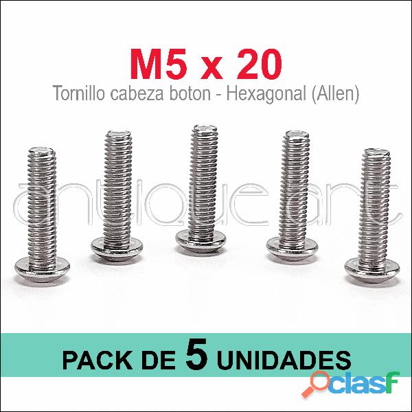 A64 Pack 5 Tornillos M5x20 Hexagonal Allen Button Gopro