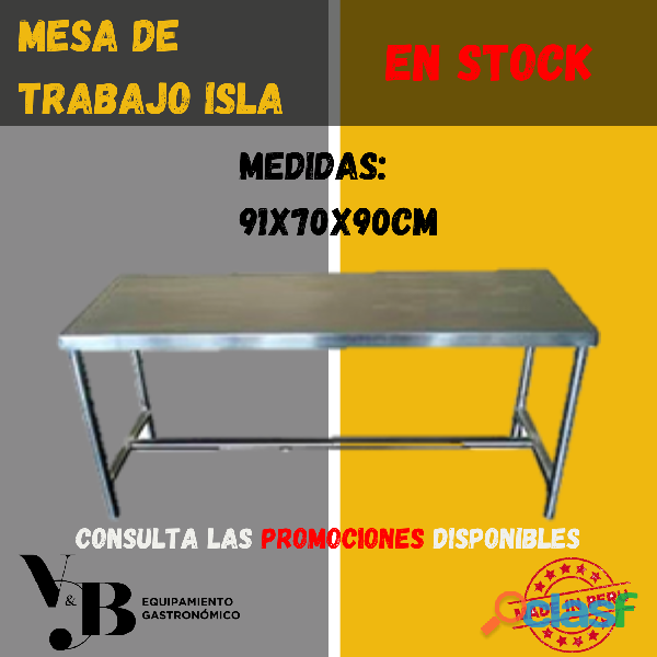 MESA DE TRABAJO ISLA VYB EQUIPAMIENTO GASTRONOMICO