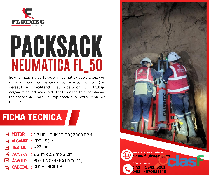 Packsack FL 50 trabaja con un motor neumático