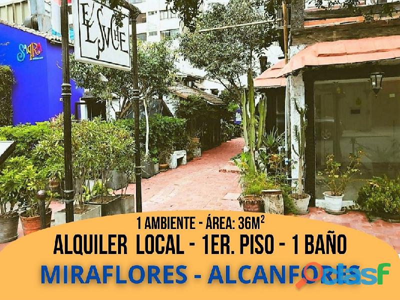 Alquiler Miraflores ALCANFORES Local 1er.Piso de 1 Ambiente