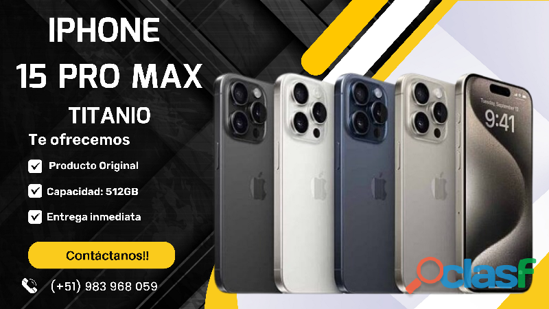 IPHONE 15 PRO MAX DE 512 GB || TITANIO || PROD'M