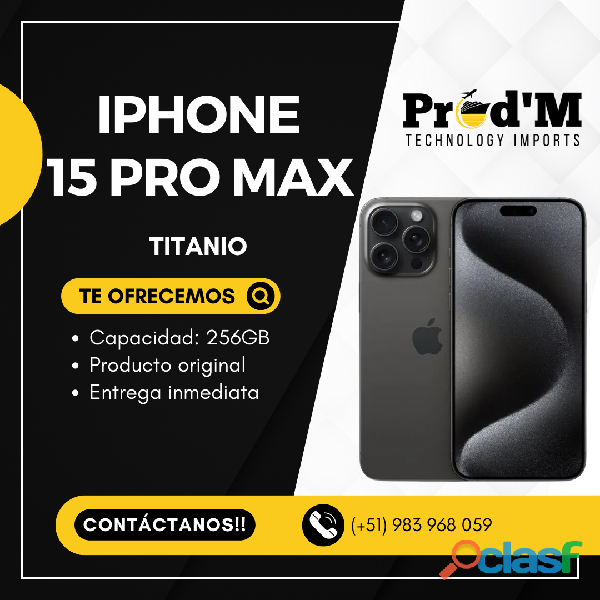 IPHONE 15 PRO MAX NEGRO || DISPONIBLE || PROD'M