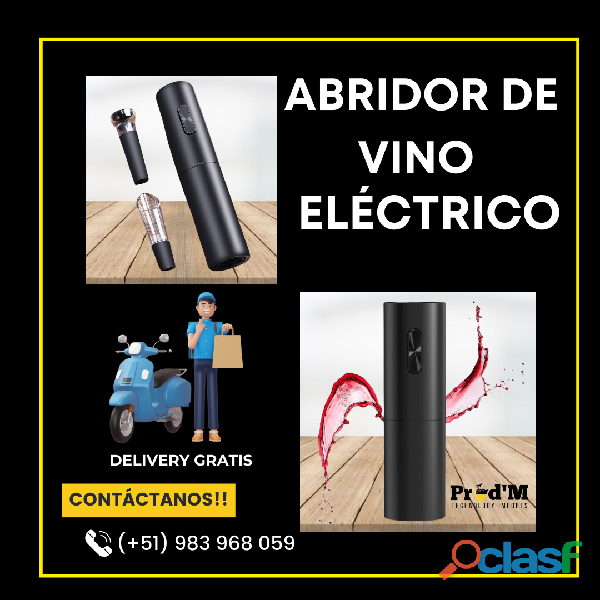 ABRIDOR DE VINO ELÉCTRICO RECARGABLE CON CABLE USB PROD'M
