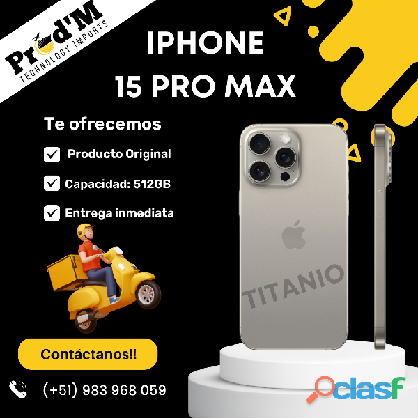 IPHONE 15 PRO MAX DE 512GB TITANIO NEGRO || PROD'M