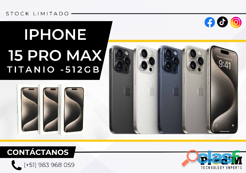 IPHONE 15 PRO MAX TITANIO NEGRO DE 512GB || PROD'M