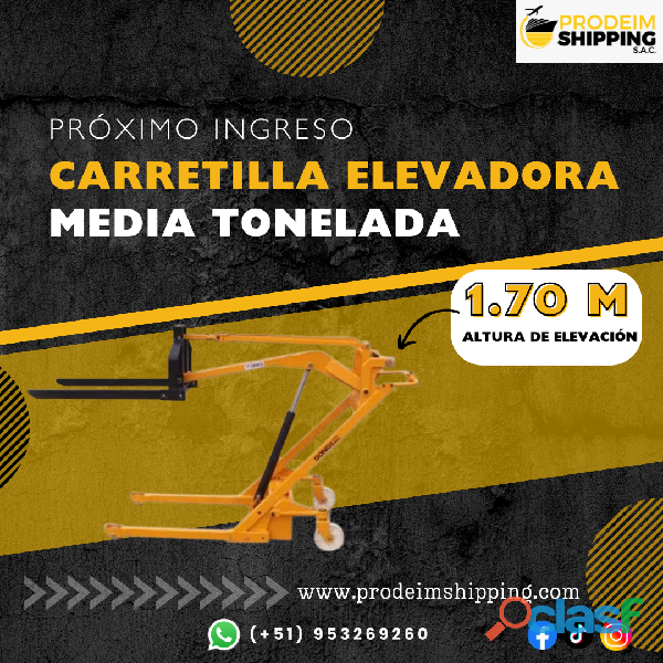 CARRETILLA ELEVADORA | 500 KG | MEDIA TONELADA | ALTURA 1.70