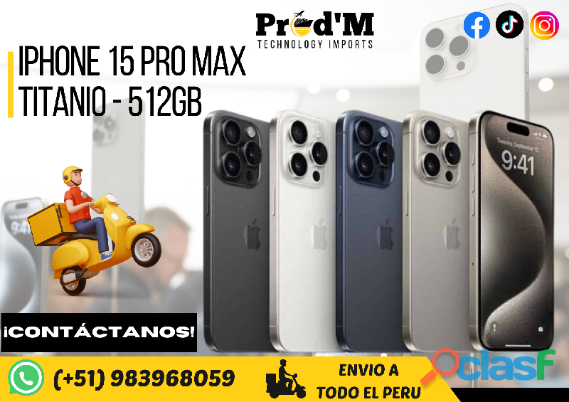 IPHONE 15 PRO MAX COLOR NEGRO || 512GB || PROD'M