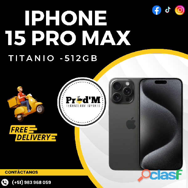 IPHONE 15 PRO MAX DE TITANIO DE COLOR NEGRO 512GB || PROD'M