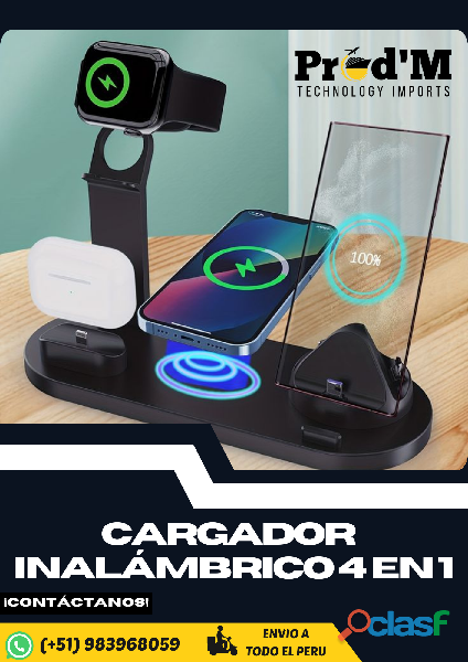 CARGADOR INALAMBRICO 4 EN 1 || SOPORTE DE IPHONE || PROD'M