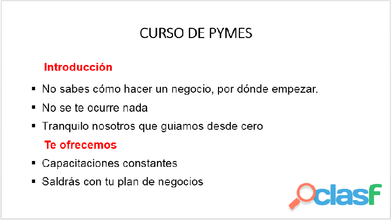 SE DA CURSO DE PYMES