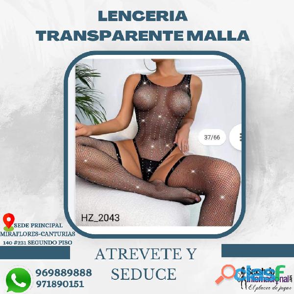 LENCERIA FEMENINA MALLA TRANSPARENTE ENTERIZO 971890151