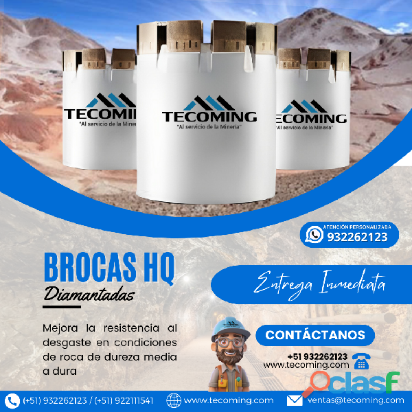 BROCAS DIAMANTADAS HQ PARA TODO TIPO DE TERRENO/ TECOMING