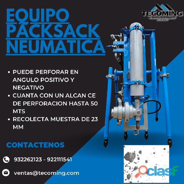 EQUIPO PACKSACK NEUMATICA/MÁQUINA DE PERFORACIÓN /TECOMING