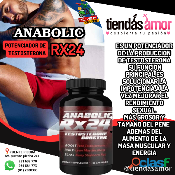 Anabólico Rx24 Aumenta los niveles de testosterona