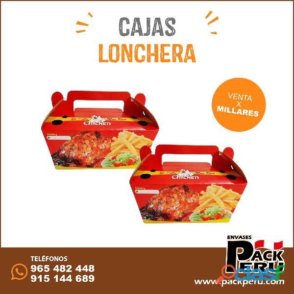 CAJAS CON ASA (TIPO LONCHERA) PARA POLLO A LA BRASA