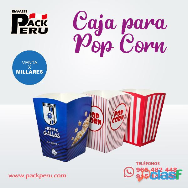 CAJAS PARA POP CORN CON DISEÑO PERSONALIZADO