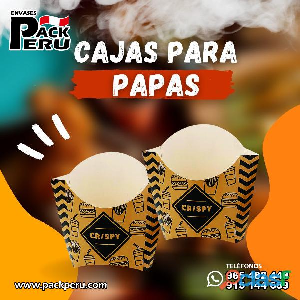 CAJAS PARA PORCIÓN DE PAPAS FRITAS FAST FOOD