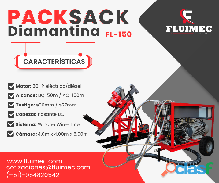 PACKSACK DIAMANTINA FL150 equipo para minería, socavón