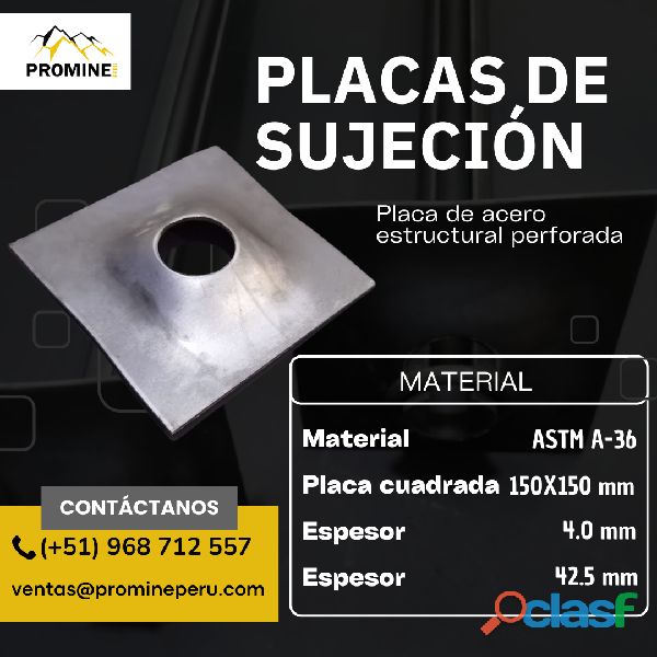 PLACA DE SUJECIÓN | SPLIT SET | PERNO HELICOIDAL | PROMINE