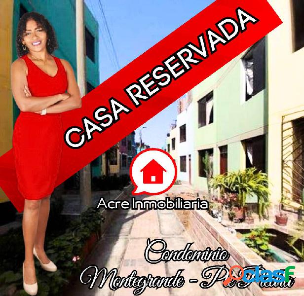 VENDO ACOGEDORA CASA EN CONDOMINO MONTEGRANDE DE PUENTE