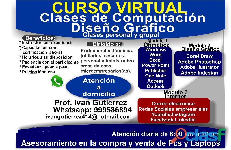 clases de computacion y diseño grafico online personalizado