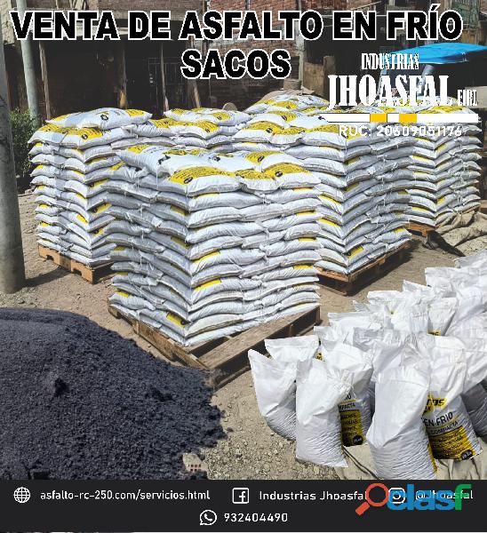 venta de asfalto en frío en sacos de 25 kilos