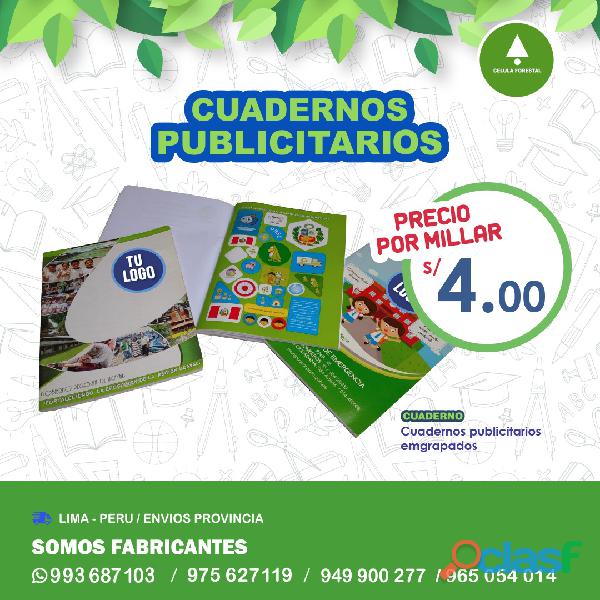 CUADERNOS PUBLICITARIOS TAMAÑO A4 PARA EMPRESA.