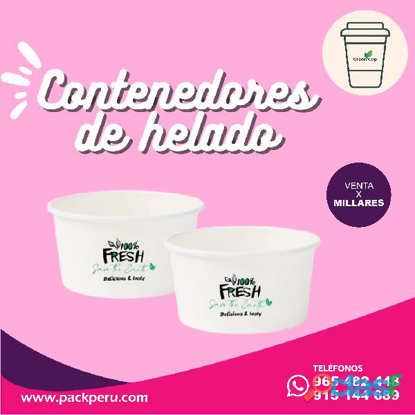 Contenedores para bolas de helado con impresión de tu marca