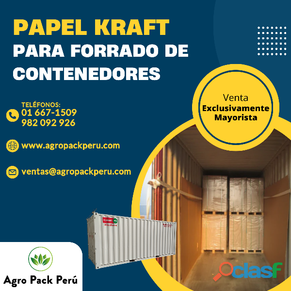 Hojas grandes de papel kraft industrial para contenedores